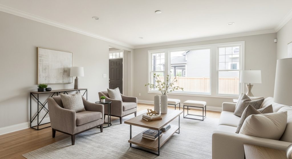 Interior painting services in Rancho Palos Verdes home with clean walls and professional painters.
